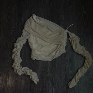 Shein-curve-plus Women's Cream and Green Crop-top